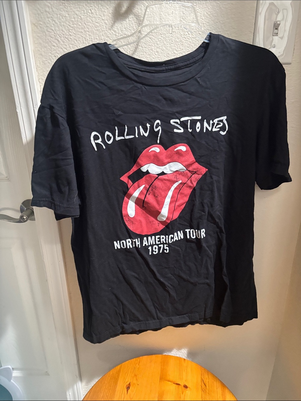 the Rolling Stones Metallic Silver Logo Tee - Black